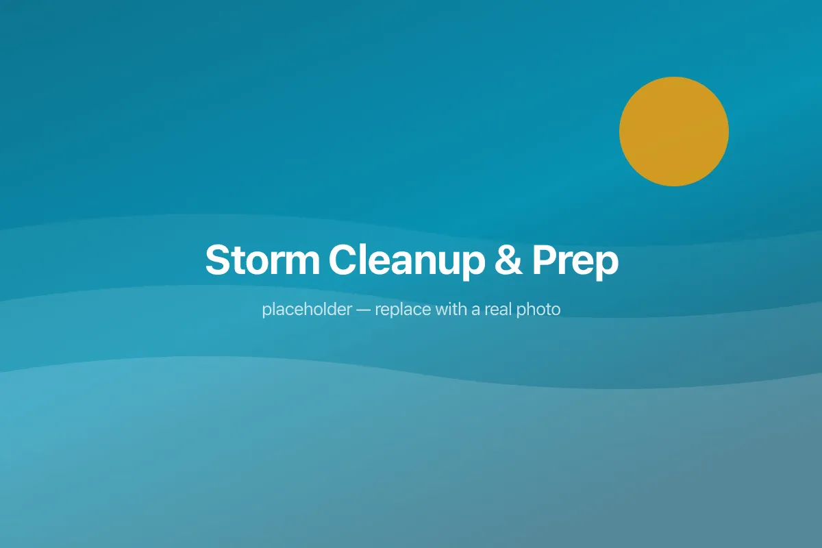 A pool being cleared of storm debris